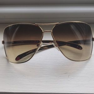 Chanel gold aviator wrap sunglasses